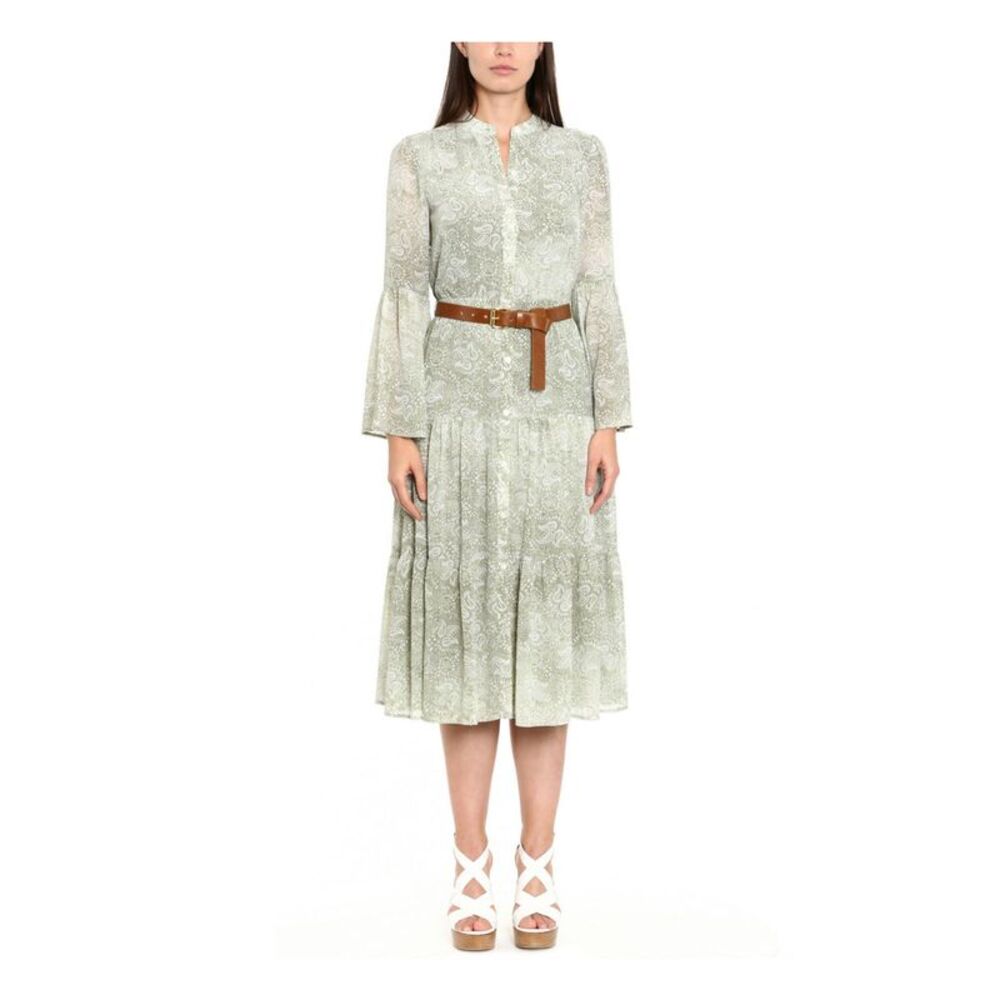 NWT MICHAEL MICHAEL KORS Womens Green Long Sleeve Midi Sheath Dress XXL